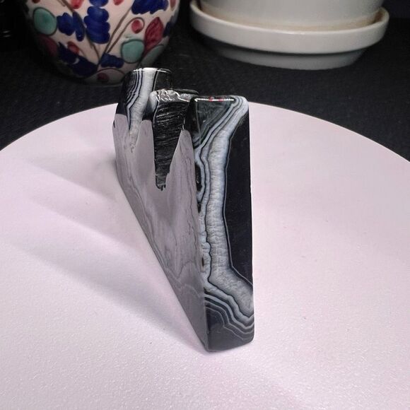 Black Agate Quartz Crystal Mountain Carving (#8) - Picture 5 of 12